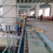 For the Boardwalk decks near North Point Government Offices, installation of service facilities, including electrical conduits, is in progress.